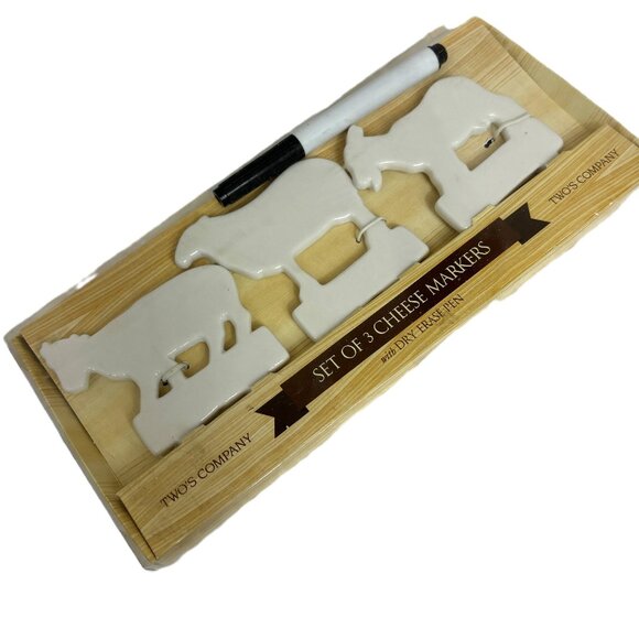 Two’s Company Set of Three Food Safe Dry/erase Ceramic Cheese Buffet Marker’s - Picture 1 of 8
